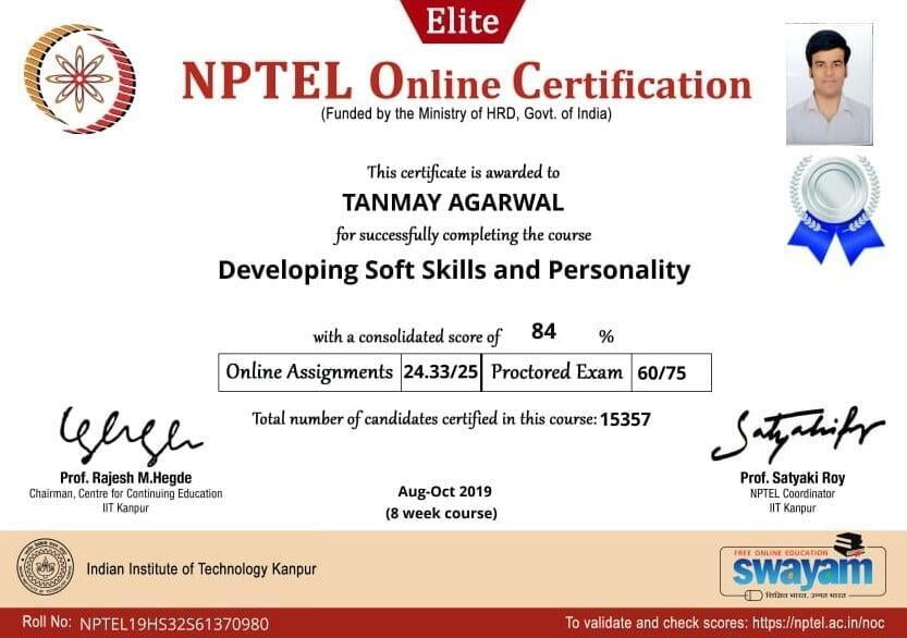 B.Tech Civil Engineering Students NPTEL Certification at ITS